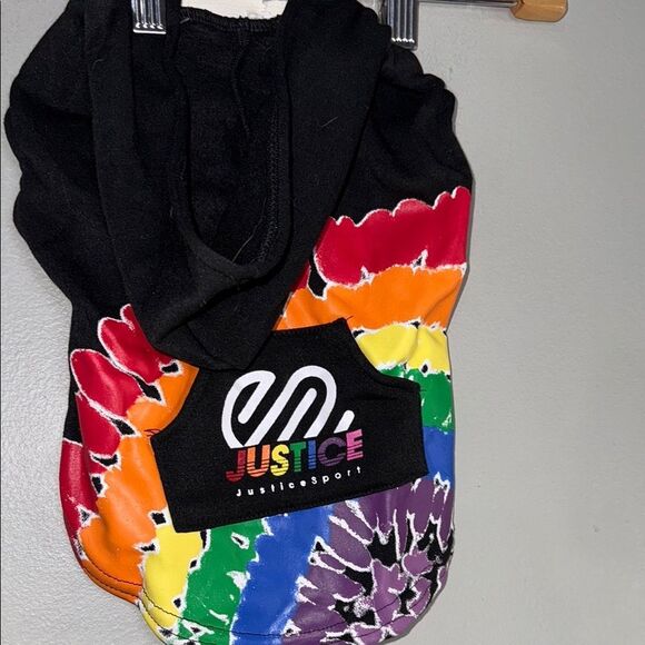 Justice Black Hoodie with Rainbow Tie-Dye - Picture 3 of 6